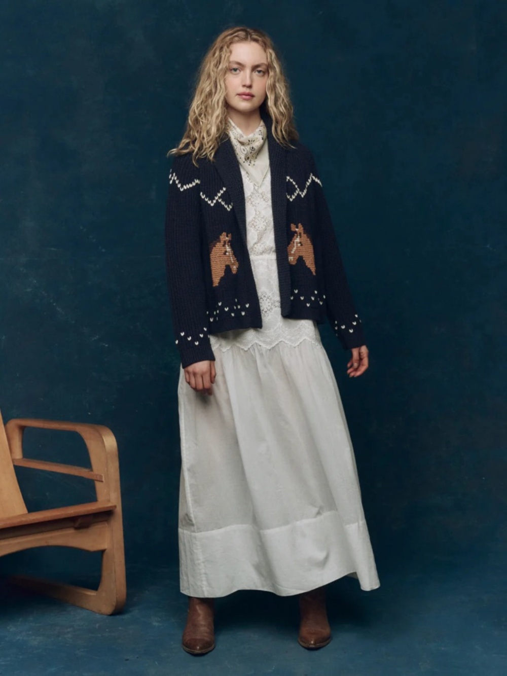 The Horse Lodge Cardigan ~ Navy - Picture 4 of 5